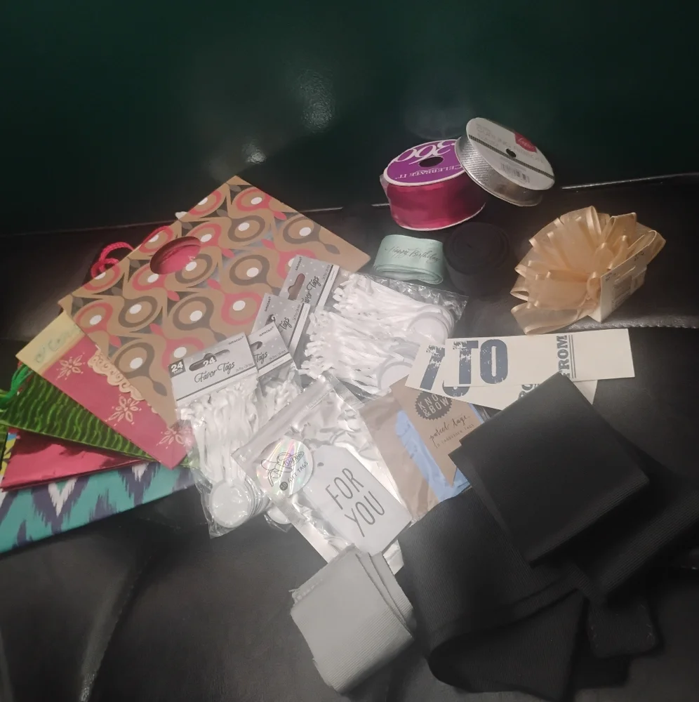 Gift Tags Ribbons & Bow - Lot of 130 Items